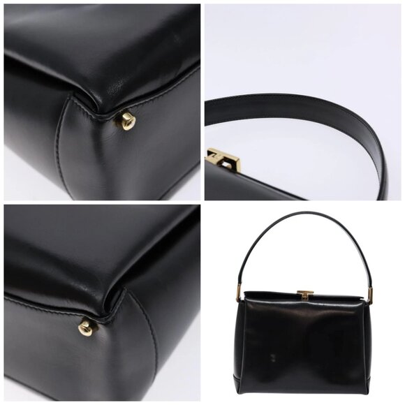 GUCCI Hand Bag Leather Black Gold - Picture 10 of 15